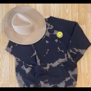 Black acid wash smiley sweatshirt